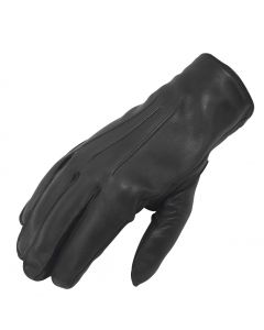 Men's Uniform Lined Leather Gloves-Black-XS