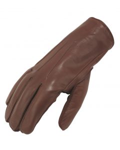 Men's Uniform Lined Leather Gloves-Tan-XS