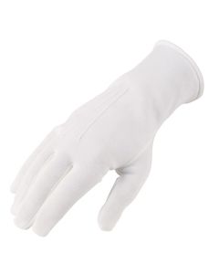 Cotton Ceremonial Gloves with elastic wrist-Male-White-XS