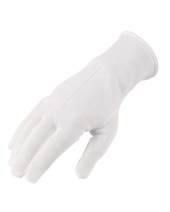 Cotton Ceremonial Gloves with button wrist-Male-White-XS