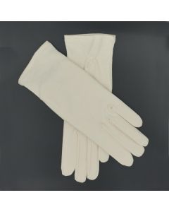 Naomi - Unlined Fabric Glove with elastic wrist-Ecru-S