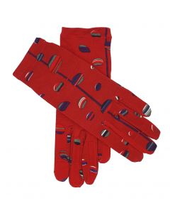 Emily - Unlined Fabric Glove-Red-One Size