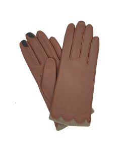 Beatrice - Touch Screen Leather Gloves-Hazelnut-S