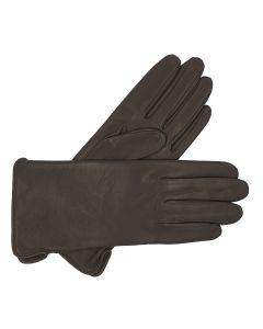 Eve - Silk Lined Leather Gloves-Brown-S