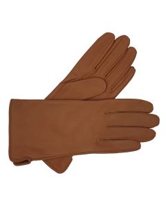 Eve - Silk Lined Leather Gloves-Hazelnut-S