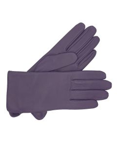 Eve - Silk Lined Leather Gloves-Purple-S