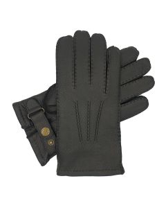 Hamdon - Cashmere Lined Deerskin Glove with Strap-Black-S