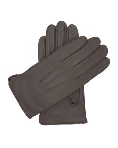 Hinton - Silk Lined Leather Gloves-Brown-S