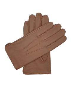 Hinton - Silk Lined Leather Gloves-Tan-S