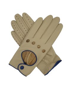 Jules - Women's Contrast Trimmed Driving Gloves-Cream-S