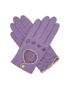 Jules - Women's Contrast Trimmed Driving Gloves-Lavender-S