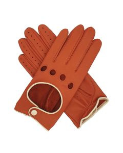 Jules - Women's Contrast Trimmed Driving Gloves-Orange-S