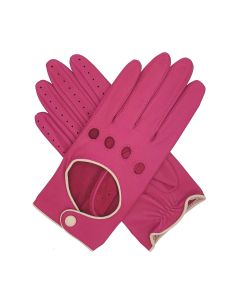 Jules - Women's Contrast Trimmed Driving Gloves-Pink-S