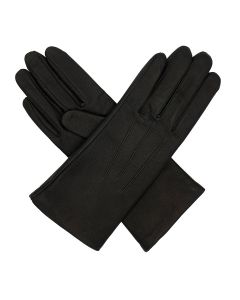 Mabel - Warm Lined Leather Gloves-Black-S