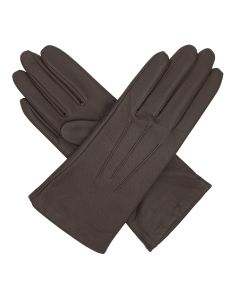 Mabel - Warm Lined Leather Gloves-Brown-S