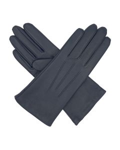 Mabel - Warm Lined Leather Gloves-Navy-S