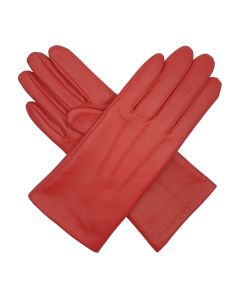 Mabel - Warm Lined Leather Gloves-Red-S