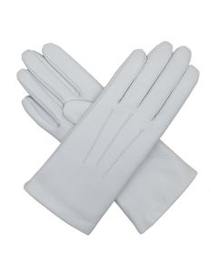 Mabel - Warm Lined Leather Gloves-White-S