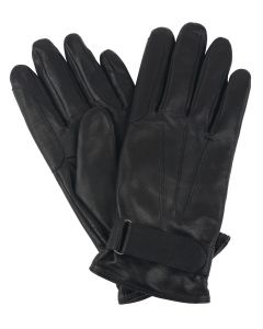 Mens Lined Leather Riding Gloves-Black-S