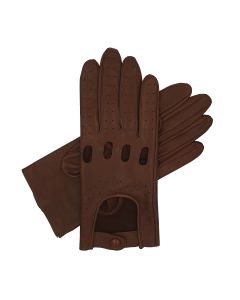 Nina - Unlined Leather Driving Gloves-Brown-S