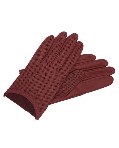 Peggy - Perforated Leather Gloves-Claret-S