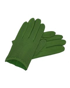 Peggy - Perforated Leather Gloves-Green-S