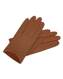 Peggy - Perforated Leather Gloves-Hazelnut-S