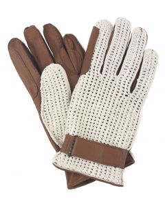 Mens Unlined Leather Crochet Backed Riding Gloves