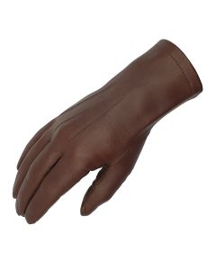 Unlined Uniform Leather Gloves-Female-Brown-6½