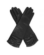 Audrey - Wool Lined Ruched Leather Gloves